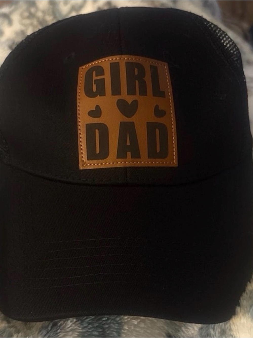 GIRL DAD Black Baseball Hat with Brown Patch